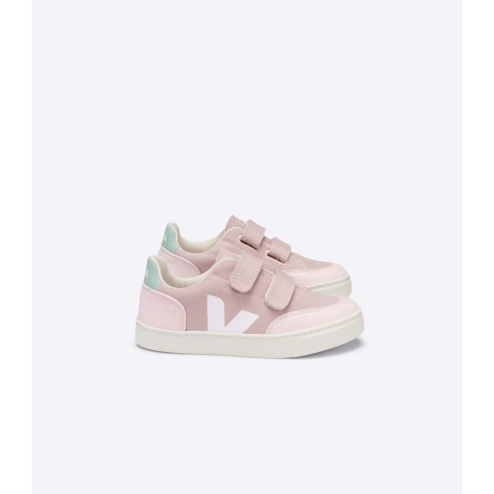 Kids\' Veja V-12 CANVAS Sneakers Pink | ZA 872NWY